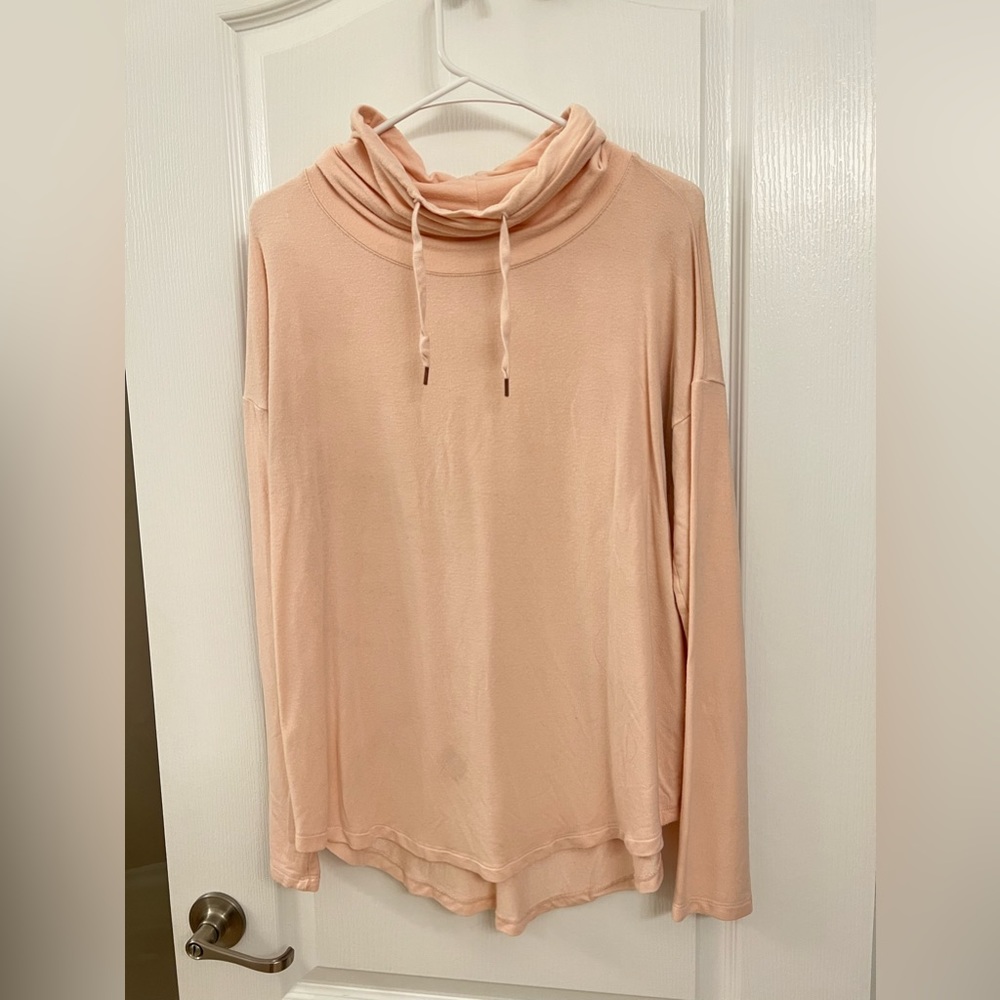 a new day • size L • pink cowl neck hoodie